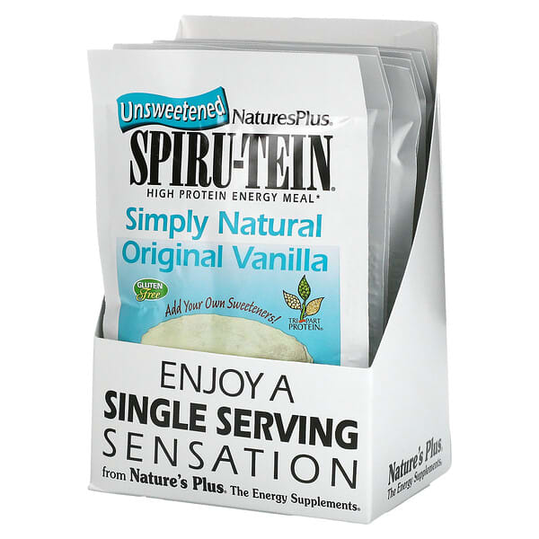 NaturesPlus‏, Spiru-Tein, ארוחה עתירה בחלבון המעניקה אנרגיה, בטעם וניל, 8 שקיקים, 23 גרם (0.8 אונקיות)