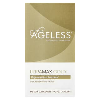 Ageless Foundation Laboratories, UltraMax Ouro com Complexo AlfaNeuro, 90 Cápsulas Vegetais