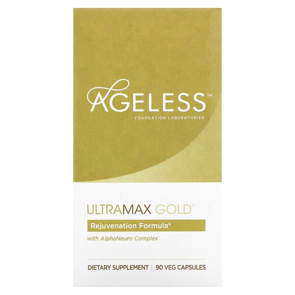 Ageless Foundation Laboratories, UltraMax Gold avec complexe AlphaNeuro, 90 capsules végétariennes