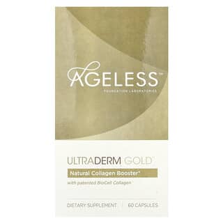 Ageless Foundation Laboratories, UltraDerm Gold, Естествен колагенов бустер с патентован колаген BioCell, 60 капсули