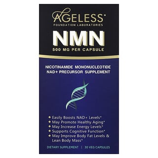 Ageless Foundation Laboratories, NMN, 500 mg, 30 cápsulas vegetales