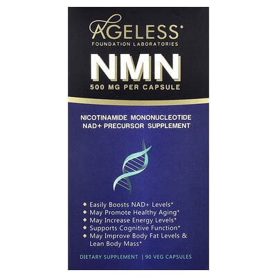 Ageless Foundation Laboratories, NMN (Beta-Nicotinamide Mononucleotide), 90 Vegetarian Capsules