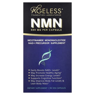 Ageless Foundation Laboratories, NMN, 500 mg, 90 cápsulas vegetales