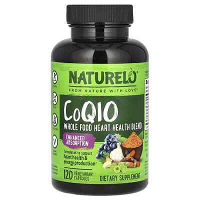 NATURELO, Coenzyme Q10, Whole Food Heart Healthy Blend, 120 Vegetarian Capsules