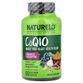 NATURELO, CoQ10, смесь из цельных продуктов для здоровья сердца, 120 вегетарианских капсул