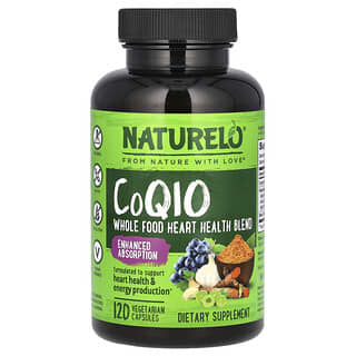NATURELO, CoQ10, Mélange à base d'aliments entiers pour la santé cardiaque, 120 capsules végétariennes