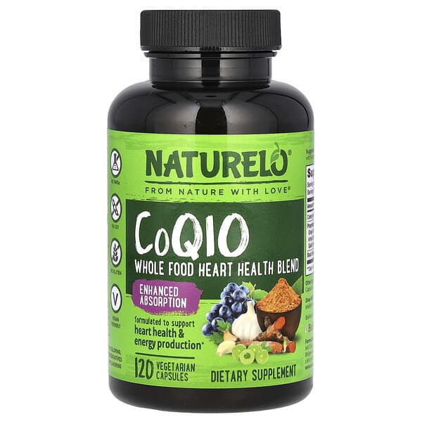 NATURELO, 輔酶 Q10，全食心臟健康混合物，120 粒素食膠囊