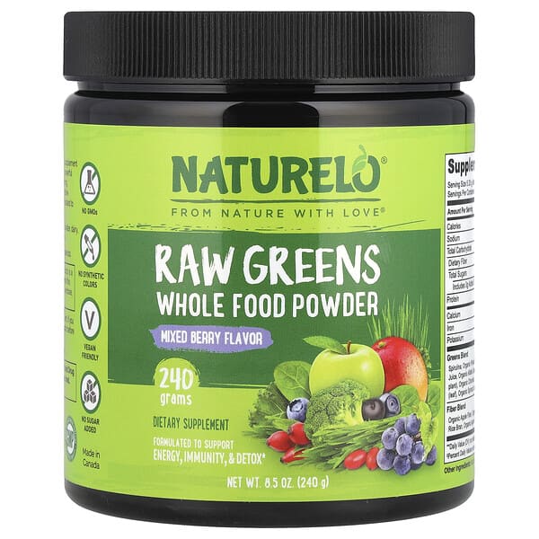 Raw Greens Whole Food Powder, Mixed Berry, 8.5 oz (240 g)
