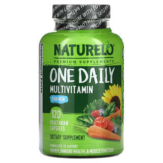 NATURELO, One Daily Multivitamin for Men, Multivitaminpräparat für Männer, 120 pflanzliche Kapseln