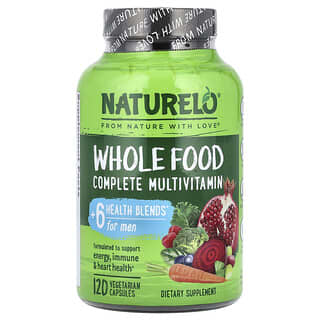 NATURELO, Suplemento multivitamínico a base de alimentos integrales para hombres, 120 cápsulas vegetales