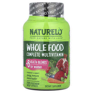 NATURELO, Whole Food Complete Multivitamin, komplettes Vollwert-Multivitamin für Frauen, 120 pflanzliche Kapseln