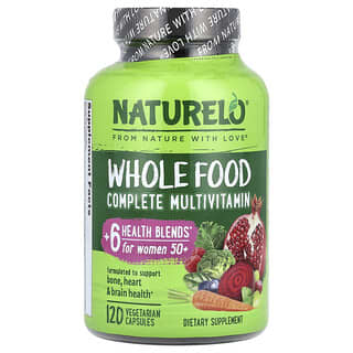 NATURELO, Whole Food Complete Multivitamin for Women 50+, vollwertiges Vollwert-Multivitamin für Frauen ab 50, 120 pflanzliche Kapseln