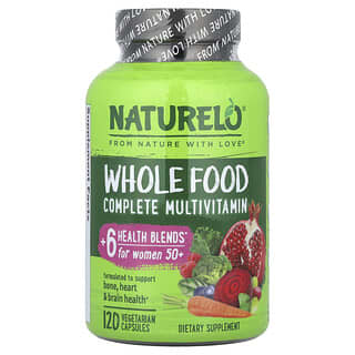 NATURELO, Suplemento multivitamínico completo con alimentos integrales para mujeres mayores de 50 años, 120 cápsulas vegetales