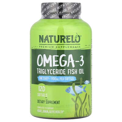 NATURELO, Omega-3 Triglyceride Fish Oil Softgels, 1100 mg, 120 Gels