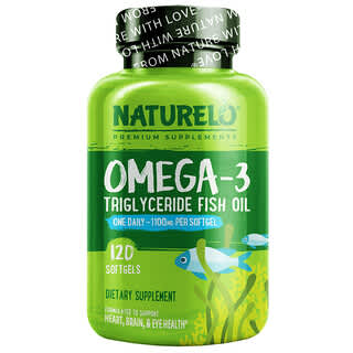 NATURELO, Omega-3 Triglyceride Fish Oil, Fischöl mit Omega-3-Triglyceriden, 1.100 mg, 120 Weichkapseln