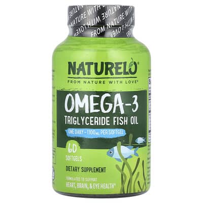 NATURELO, Omega-3, Triglyceride Fish Oil, 1,100 mg, 60 Softgels