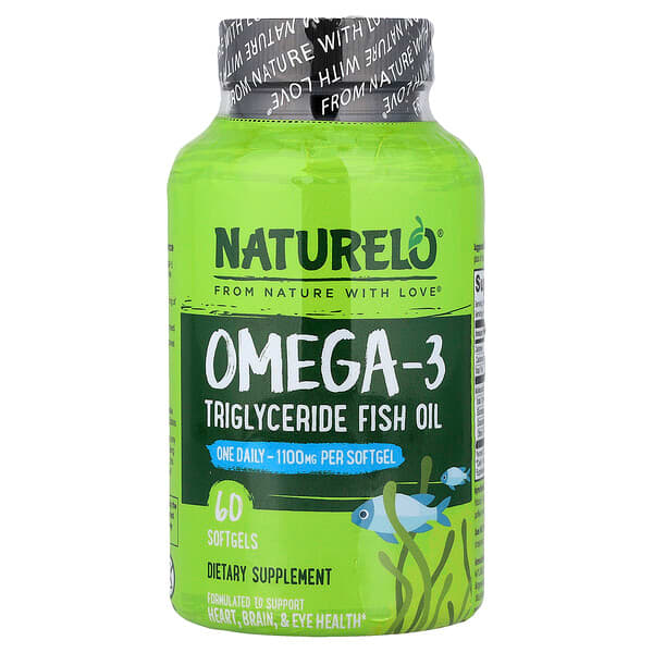 NATURELO, 歐米伽-3，甘油三酯魚油，1,100 毫克，60 粒軟凝膠