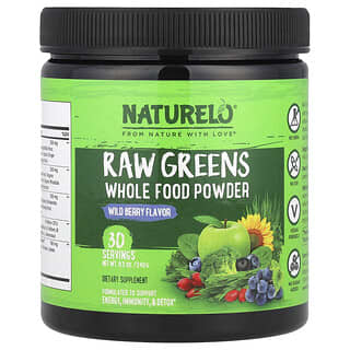 NATURELO, Raw Greens, порошок из цельных продуктов, лесные ягоды, 240 г (8,5 унции)