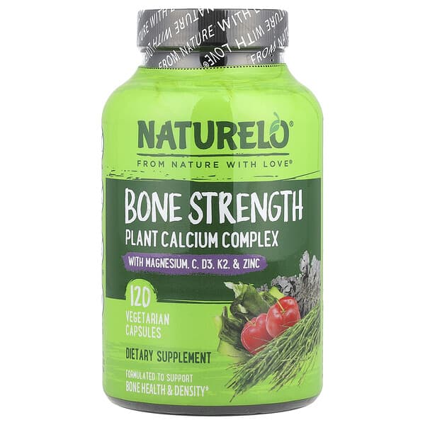 NATURELO Bone Strength, Plant Calcium Complex, 120 Vegetarian Capsules