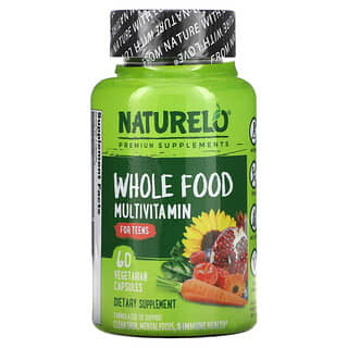 NATURELO, Multivitamines à base d'aliments entiers pour les adolescents, 60 capsules végétariennes