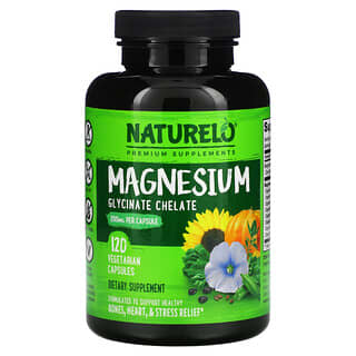 NATURELO, Chélate de glycinate de magnésium, 200 mg, 120 capsules végétariennes