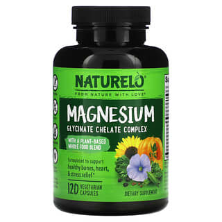 NATURELO, Magnesium Glycinate Chelate, Magnesiumglycinat-Chelat, 200 mg, 120 vegetarische Kapseln