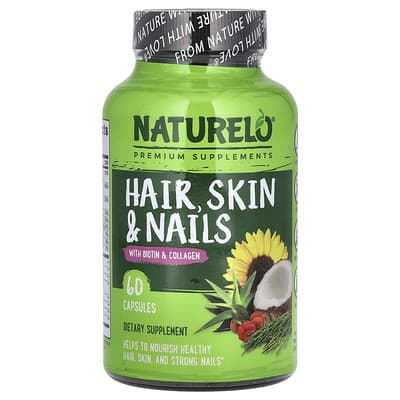NATURELO, Hair, Skin & Nails with Biotin & Collagen, 60 Capsules