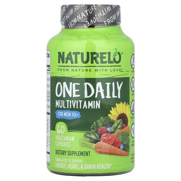NATURELO One Daily Multivitamin For Men 50+, 60 Vegetarian Capsules