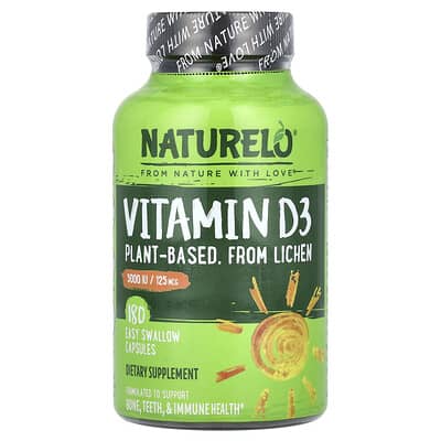 NATURELO, Vitamin D3, 125 mcg (5000 IU), 180 Easy-Swallow Capsules