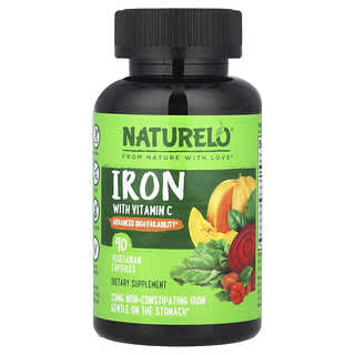 NATURELO, Iron With Vitamin C, 90 Vegetarian Capsules