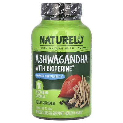 NATURELO, Ashwagandha with BioPerine®, 90 Vegetarian Capsules