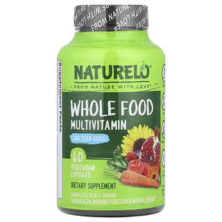 NATURELO, Whole Food Multivitamin for Teen Guys, Vollwert-Multivitamin für Teenager, 60 pflanzliche Kapseln