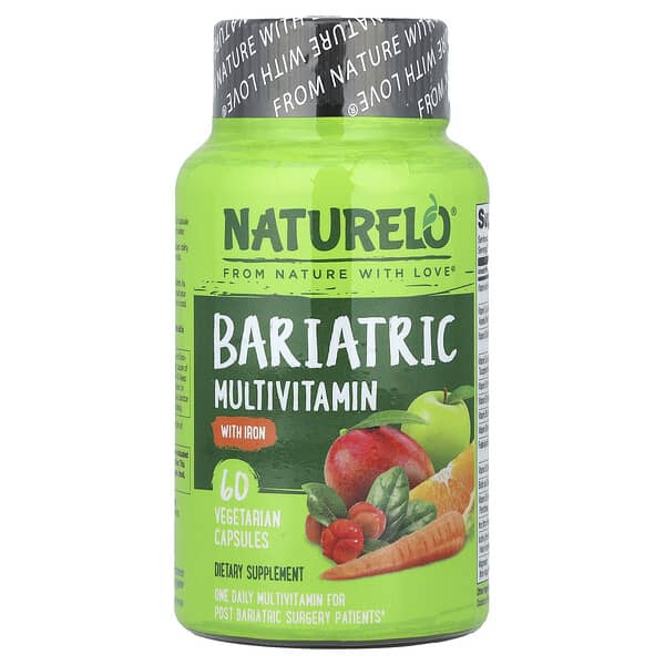 NATURELO Bariatric Multivitamin with Iron, 60 Vegetarian Capsules
