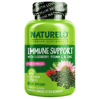 NATURELO, Unterstützt das Immunsystem mit Holunder, Vitamin C und Zink plus Echinacea, 60 vegetarische Kapseln