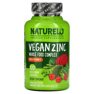 NATURELO, Vegan Zinc with Vitamin C, 120 Vegetarian Capsules