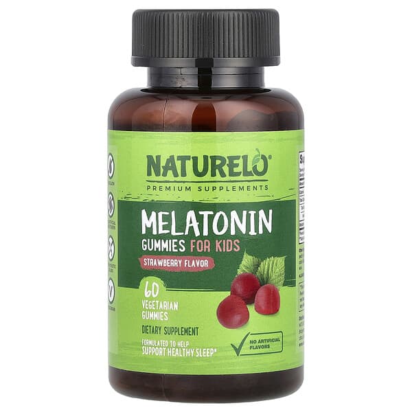 Melatonin Gummies, For Kids, Strawberry, 1 mg, 60 Vegetarian Gummies