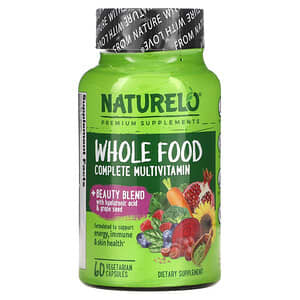 NATURELO, Whole Food Complete Multivitamin + Beauty Blend, 60 Vegetarian Capsules