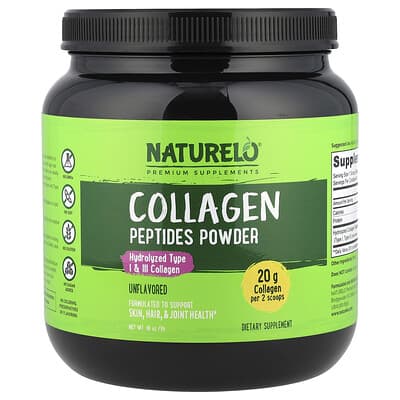 NATURELO, Collagen Peptides Powder, Unflavored, 1 lb (16 oz)