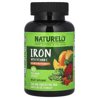 NATURELO, Iron with Vitamin C, 180 Vegetarian Capsules