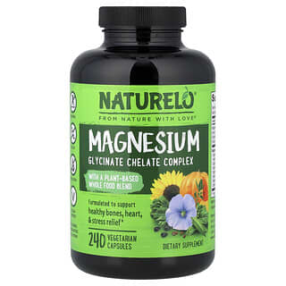 NATURELO, Complex chelat de glicinat de magneziu, 240 capsule vegetariene