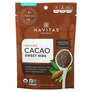 Navitas Organics, Organic Cacao Sweet Nibs, 4 oz (113 g)