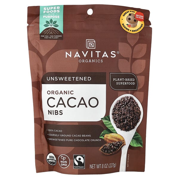 Navitas Organics, Organic Cacao Nibs, Unsweetened, 8 oz (227 g)
