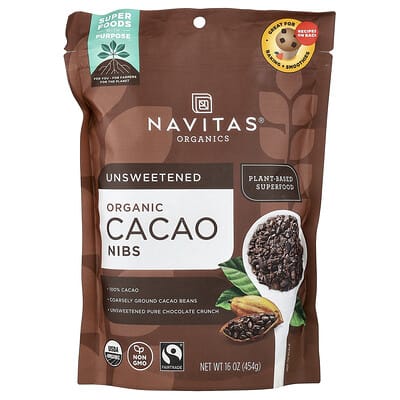 Navitas Organics, Organic Cacao Nibs, Unsweetened, 454 g (16 oz)