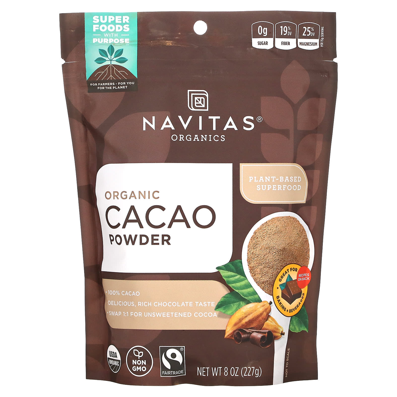 Navitas Organics オーガニックカカオパウダー 227 G 8 Oz