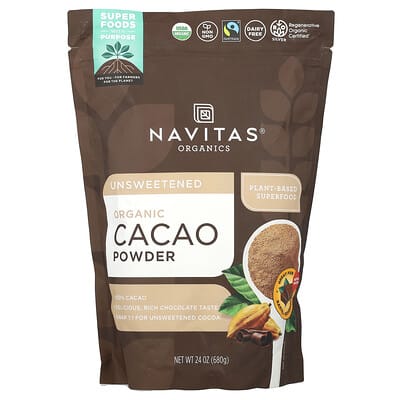 Navitas Organics, Organic Cocoa Powder, Unsweetened, 24 oz (680 g)