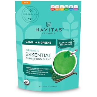Navitas Organics, Organic Essential Superfood Blend, Vanilla & Greens, 8.4 oz (240 g)