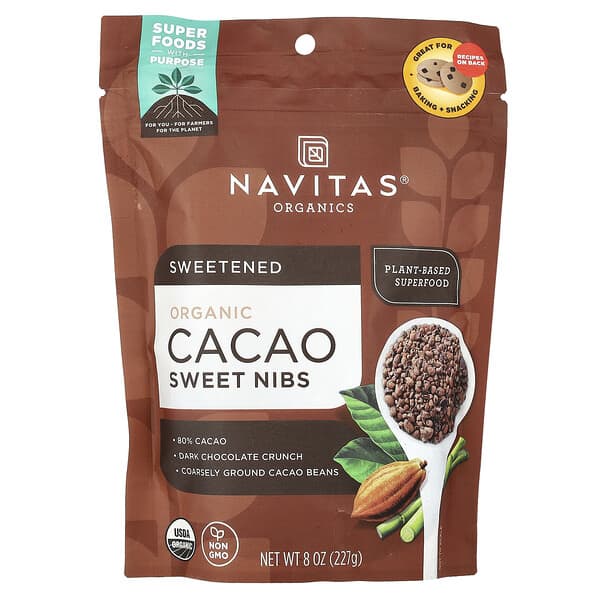 Organic Cacao Sweet Nibs, 8 oz (227 g)