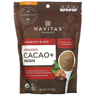 Navitas Organics, توليفة لعمر أطول، الكاكاو العضوي + الريشي، 8 أونصة (227 جم)
