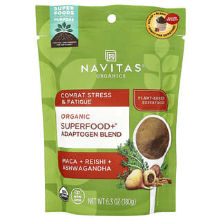 Navitas Organics, Organic Superfood+ Adaptogen Blend, Maca + Reishi + Ashwagandha, 6.3 oz (180 g)