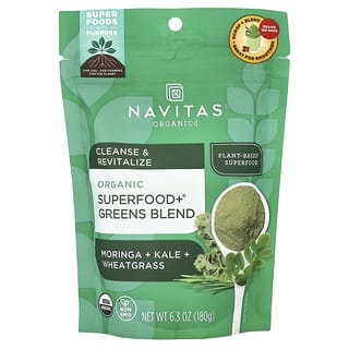 Navitas Organics, Superalimento orgánico y mezcla de verduras, Moringa, col rizada y hierba de trigo, 180 g (6,3 oz)